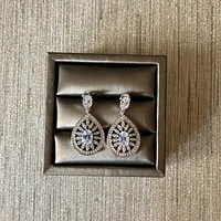 Cubic Zirconia Teardrop Floral Earrings