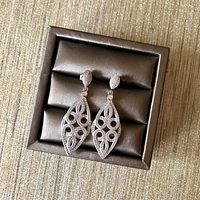 Cubic Zirconia Long Line Filgree Earrings