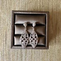 Cubic Zirconia Long Line Filgree Earrings
