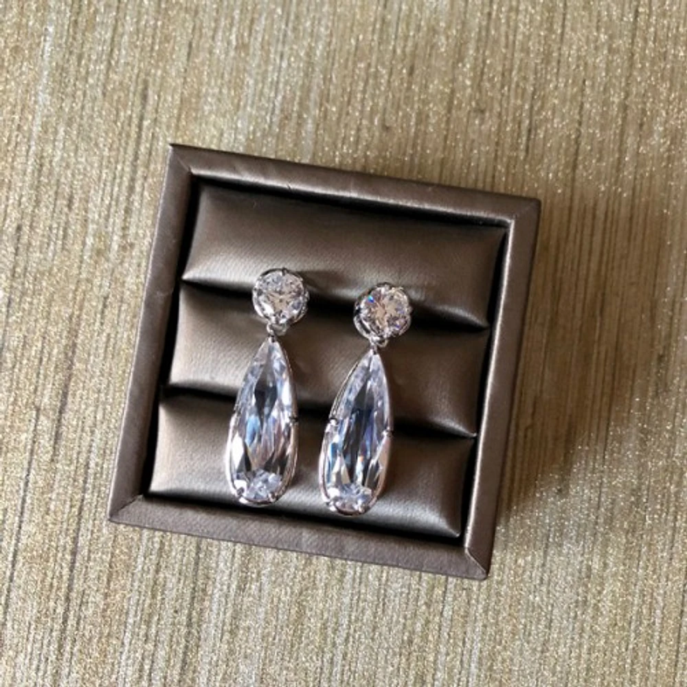 Simple Cubic Dual Stone Earrings