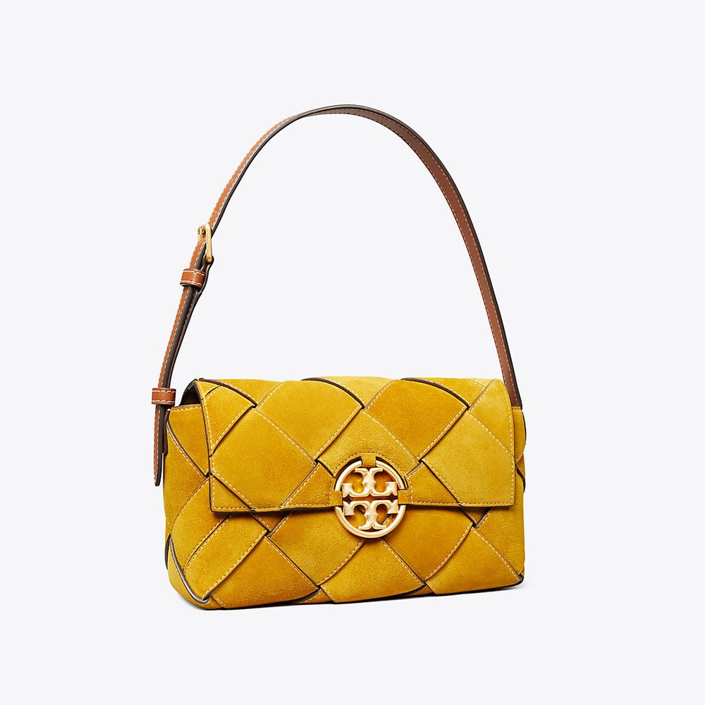 Tory Burch Oversized Miller Suede Woven Flap Shoulder Bag | The Summit