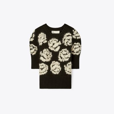 Tory Burch Rose-Embroidered Sweater