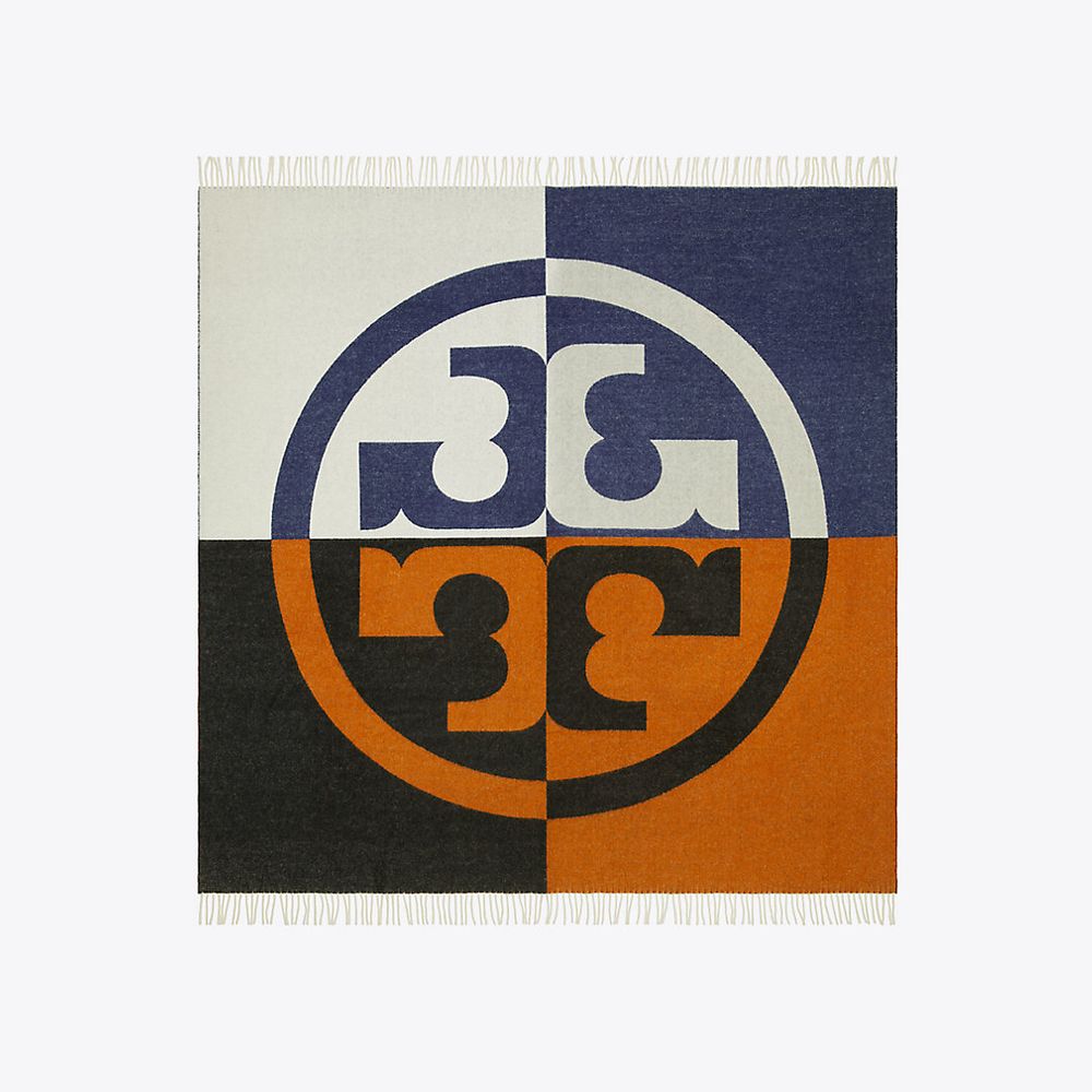 Tory Burch Colorblock Logo Wool Oversized Square | The Summit