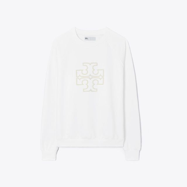 Tory Burch Merino French Terry Raglan Logo Crewneck | The Summit