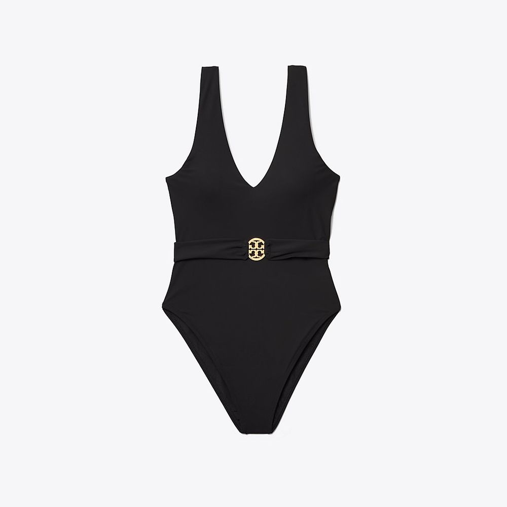 Tory Burch Miller Plunge One-Piece Swimsuit | The Summit