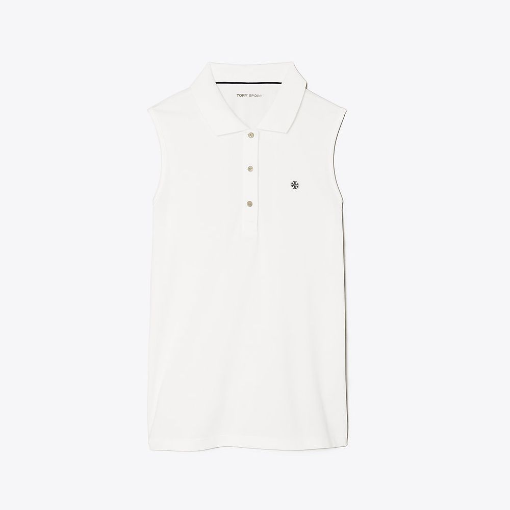 Tory Burch Classic Tech Piqué Sleeveless Polo | The Summit