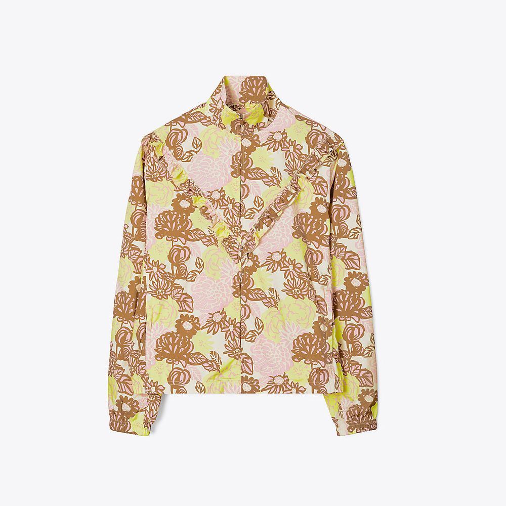 Tory Burch Printed Ruffle Windbreaker | The Summit