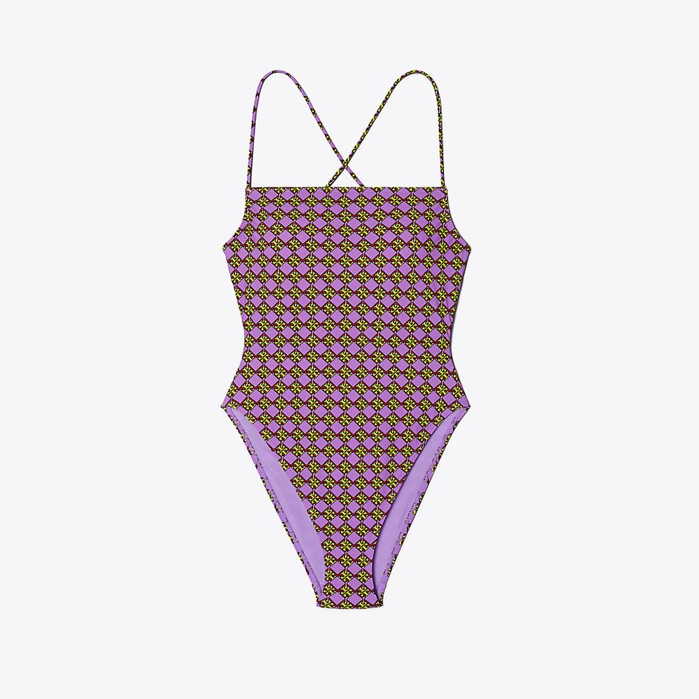 Tory Burch Printed Tie-Back One-Piece Swimsuit | The Summit