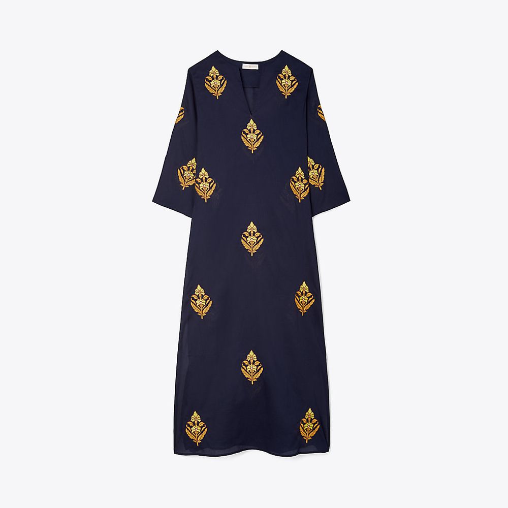 Tory Burch Embroidered Cotton Voile Caftan | The Summit
