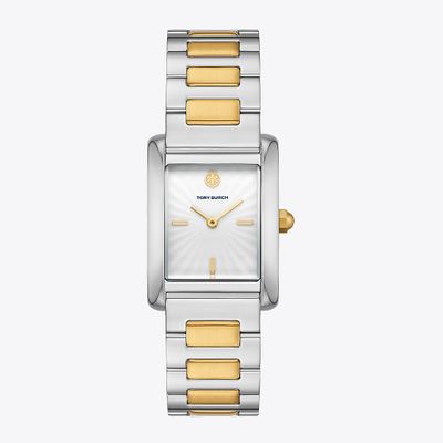 Tory Burch Eleanor Watch, Two-Tone Gold/Stainless Steel, 25 x 36 MM