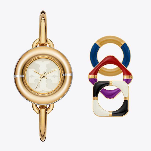 Tory Burch Reva Bangle Watch Gift Set, Gold-Tone Stainless Steel/Multi-Color,  29 MM | The Summit