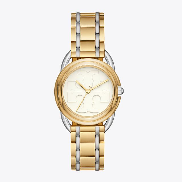 Tory Burch Robinson Mini Watch, Two-Tone Gold/Stainless Steel/Ivory, 22 MM  | The Summit