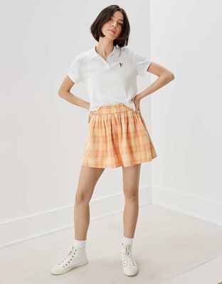 AE Pull-On Plaid Mini Skirt