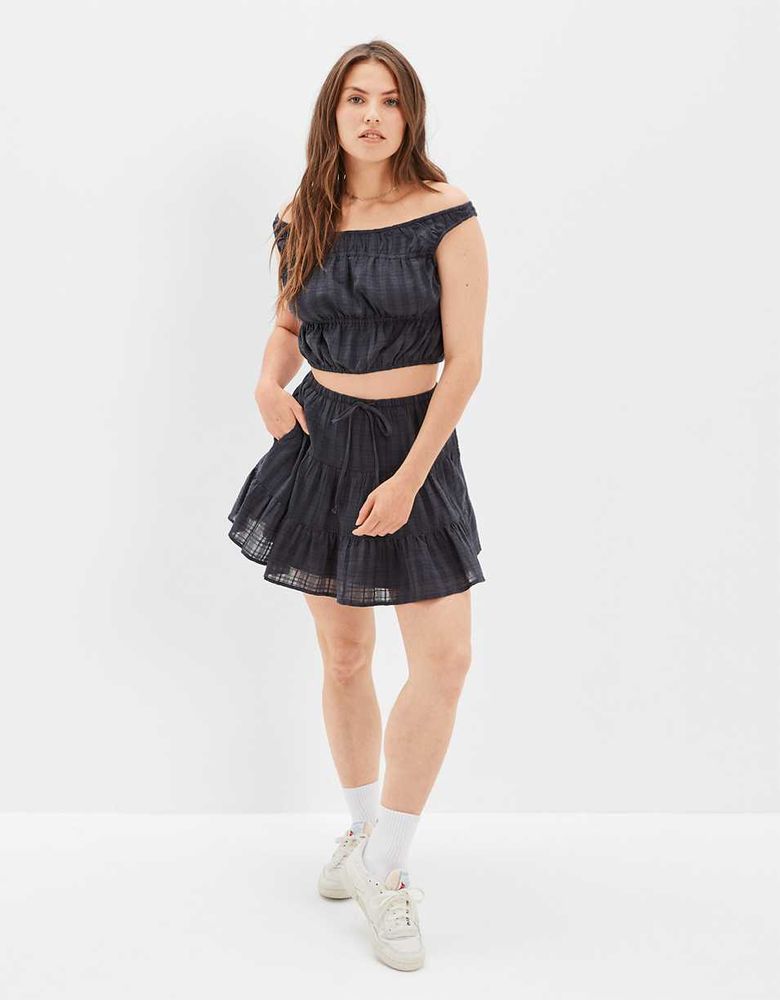 AE Tie-Waist Tiered Mini Skirt