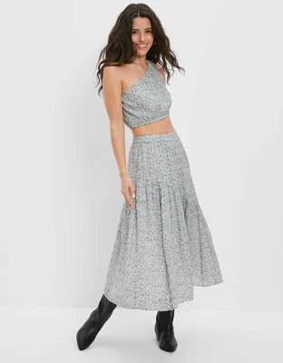 AE Floral Asymmetrical Midi Skirt