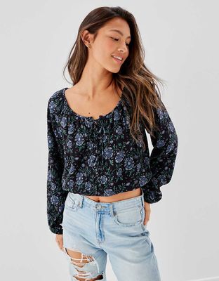 AE Lace-Up Scoop Neck Blouse