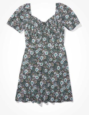 AE Puff-Sleeve Ruched Mini Dress