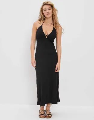 AE Knit Ruched-Front Midi Dress