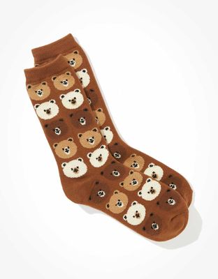 AE Fuzzy Bear Crew Socks