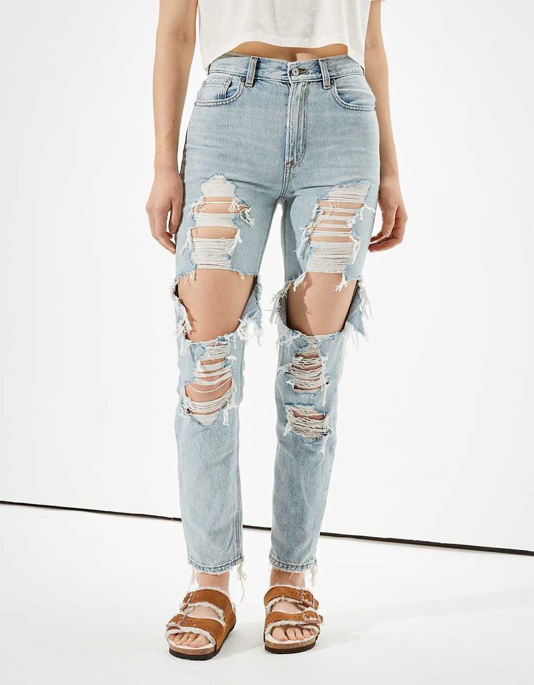 aeo ripped mom jeans