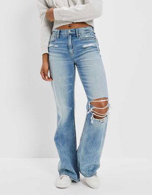 AE Dreamy Drape Ripped Low-Rise Baggy Flare Jean
