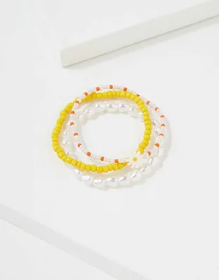 AEO Yellow + Orange Pearl Beaded Bracelet 3-Pack