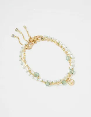 AEO Green Resin Peace Anklet 3-Pack