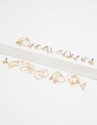 AEO Gold Mini Hoop Earrings 18-Pack
