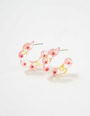 AEO Floral Resin Hoop Earrings