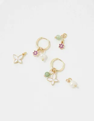 AEO Enamel Hoop + Charm Earring 4-Pack