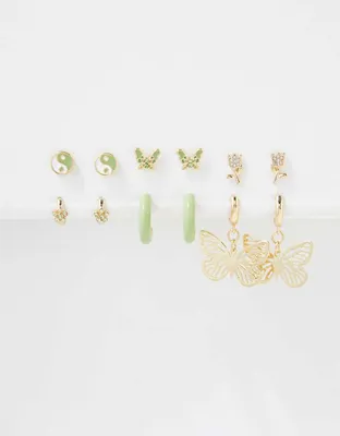 AEO Green Yin Yang Hoop + Stud Earring 6-Pack