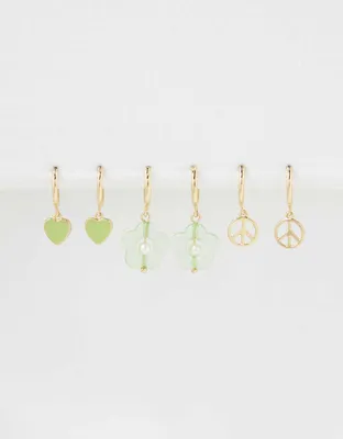 AEO Green Peace Hoop Earring 3-Pack