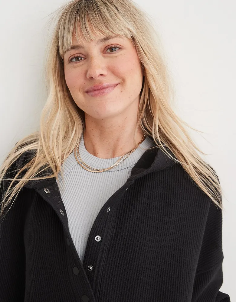 Aerie Textured Henley Hoodie