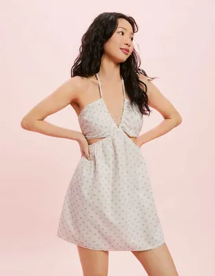 AE Ruched Cut-Out Halter Mini Dress