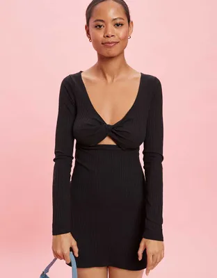 AE Knit Reversible Long-Sleeve Mini Dress
