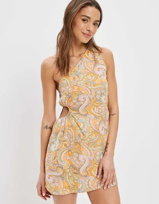 AE Paisley One Shoulder Cut-Out Mini Dress