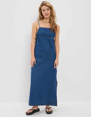 AE Denim High Neck Midi Dress