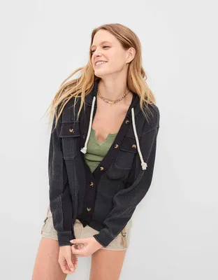 AE Hooded Waffle Shacket