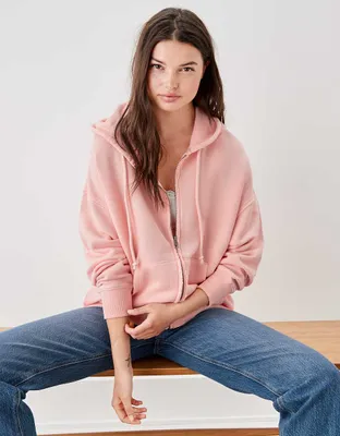 AE Oversized Textured Zip-Up Hoodie