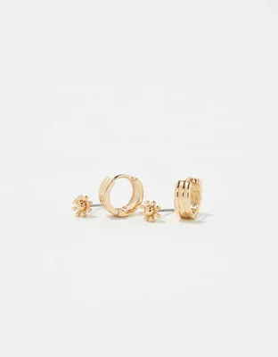 Aerie Flower Stud & Hoop Earring 2-Pack