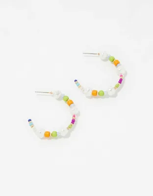 Aerie Multi Beaded Hoop Earrings