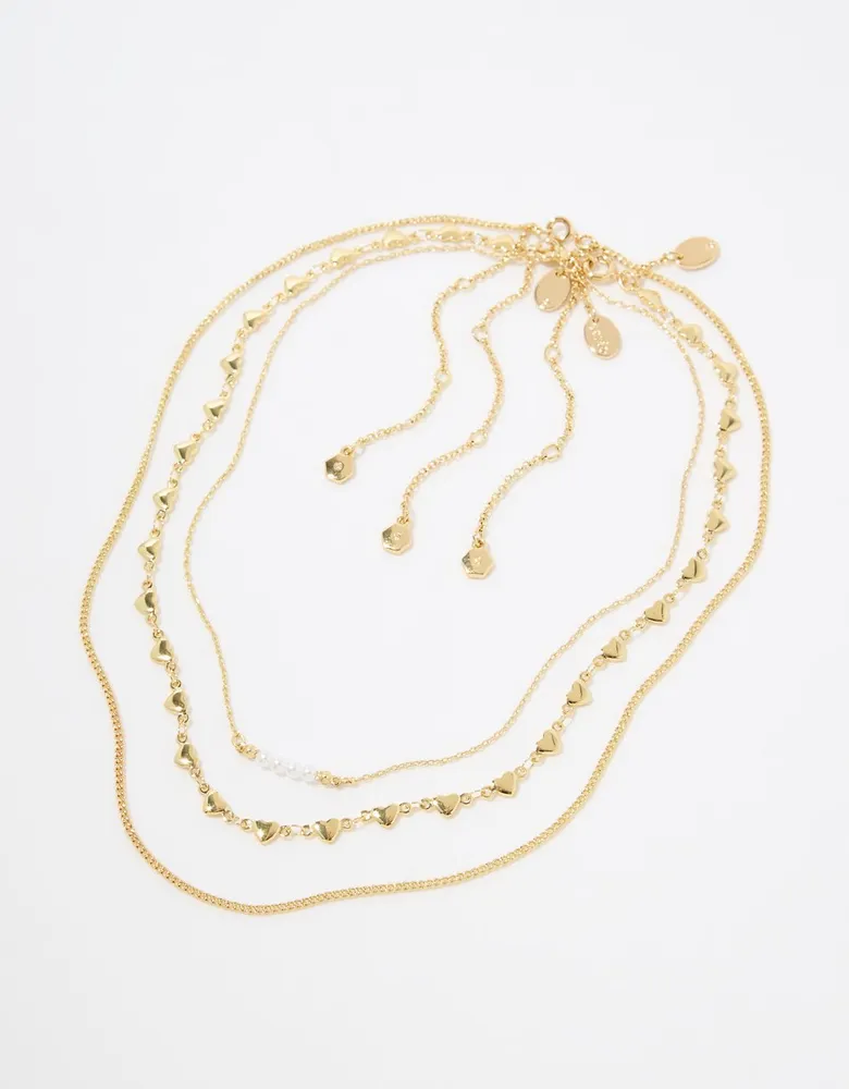 Aerie Dainty Heart And Pearl Necklace Pack