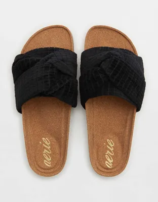 Aerie Terry Twist Cork Slides