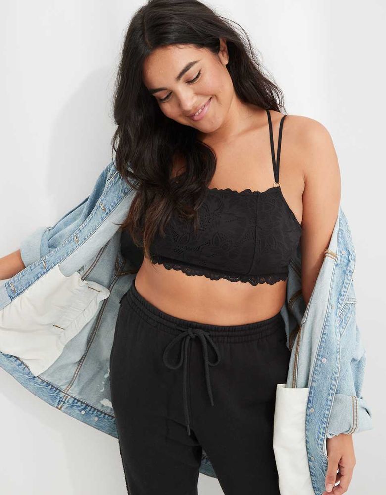 aerie festive lace longline bralette