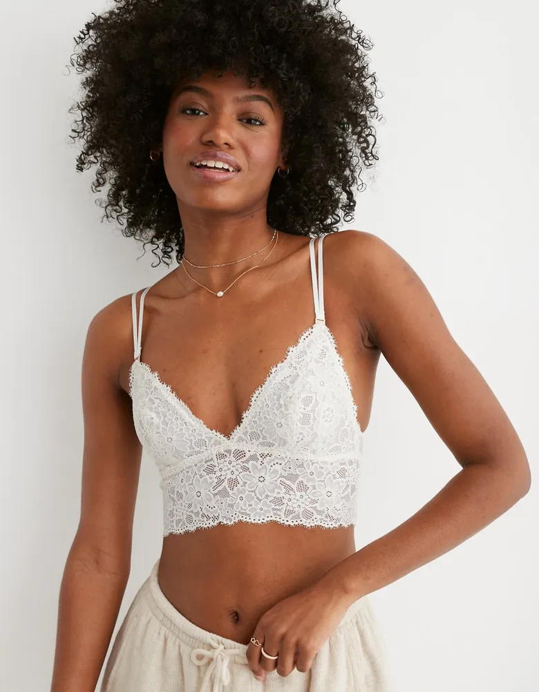 Aerie NWT white lace padded bralette XL