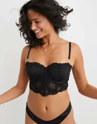 Aerie Real Power Midnight Lace Unlined Corset Bra
