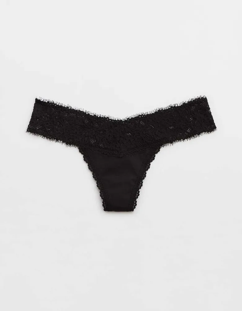 Aerie Eyelash Lace High Waisted Boybrief Underwear In Black