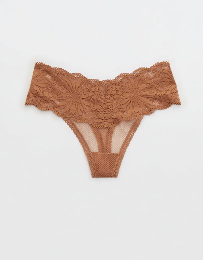 Aerie Hibiscus Lace Thong Underwear