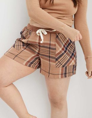 Aerie Flannel High Waisted Pajama Boxer