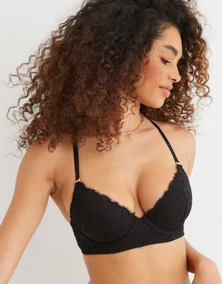Aerie Real Power Plunge Push Up Eyelash Lace Bra